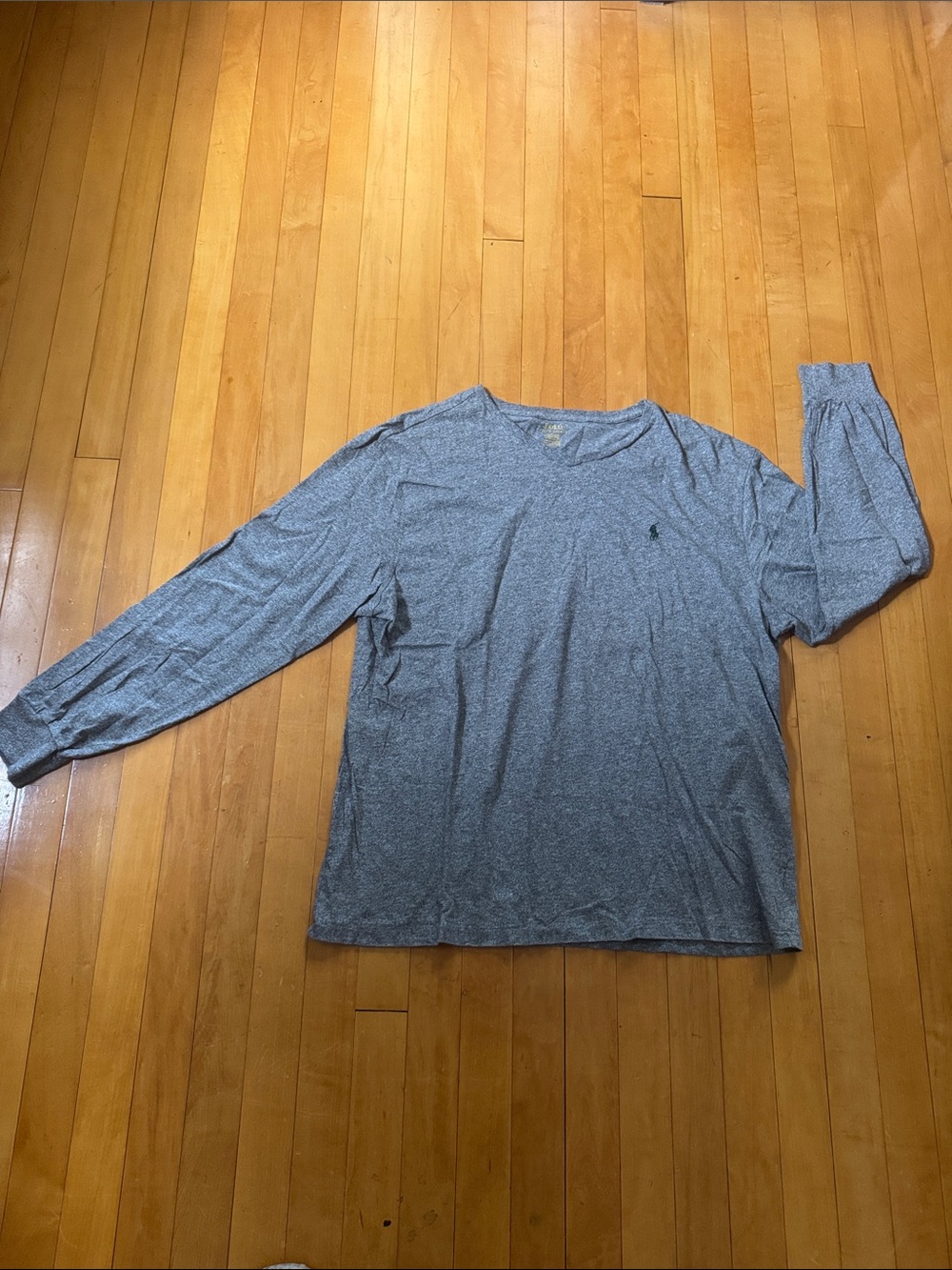 Polo Ralph Lauren heather grey Long-Sleeve v-neck Crew Tee men’s XL